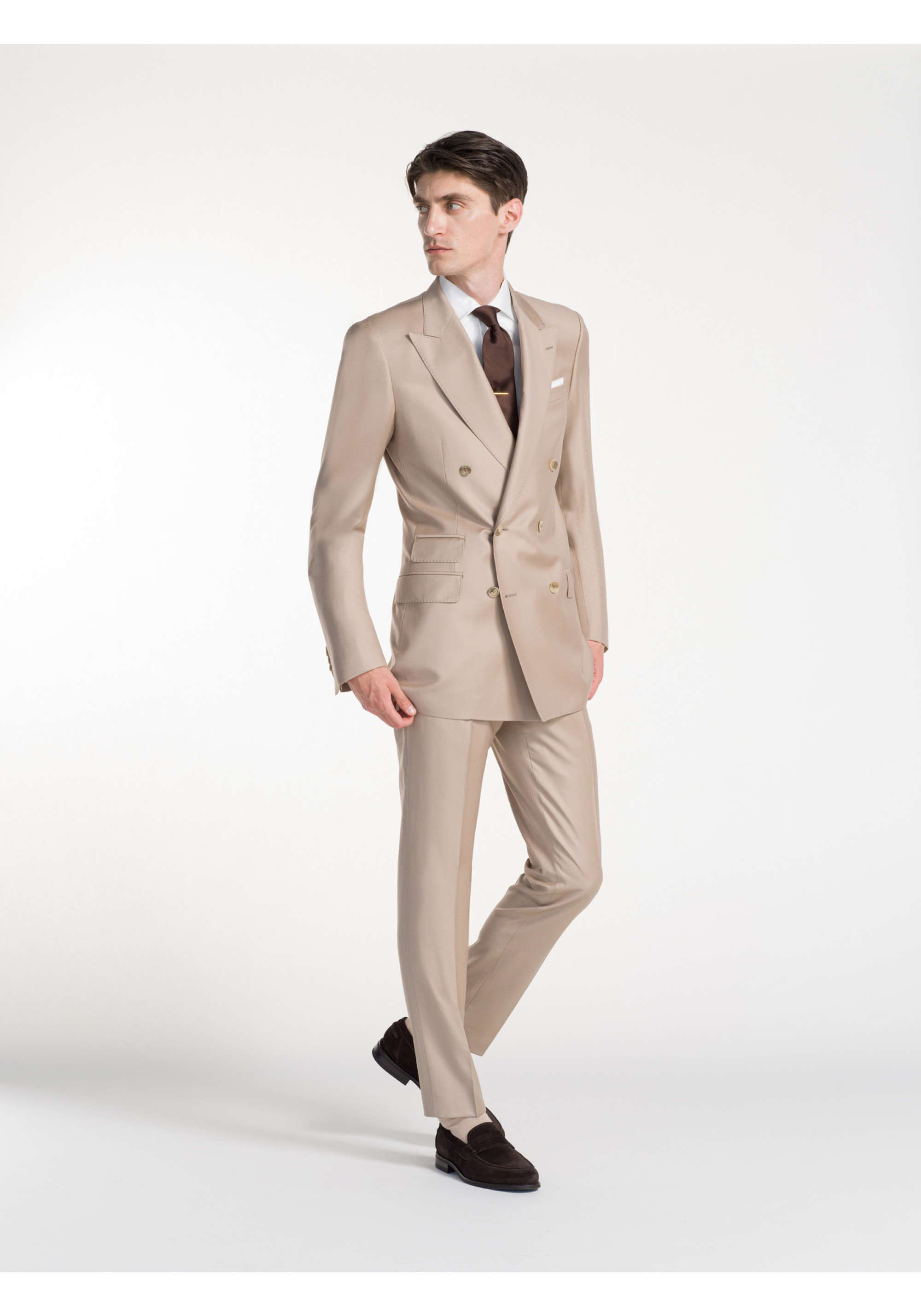 Costum barbati Trofeo Business Bej Uni Lana de Merino Zegna